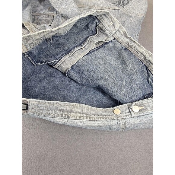 Avirex Denim Jacket Mens 2XL Blue Tribal Sleeve Graphic Button Up Distressed - Picture 10 of 15